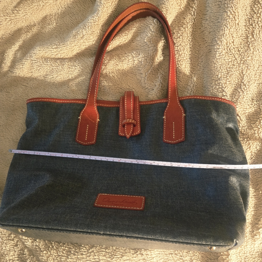 Dooney & Bourke Blue Canvas Tote Bag Red Trim Good Condition - Picture 12 of 15